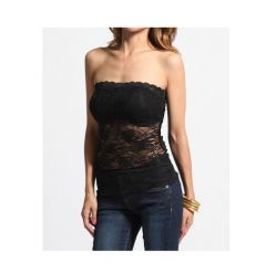 Black Floral Strapless Cami Tank