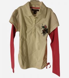 Girls Layered Polo Pink shirt