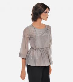 "Jilla" Hazelnut Silk Kimono Top