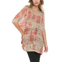 Coral Tie-Dye Crocheted Tunic