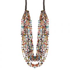 Black & Red Graduating Glass Bead Layered Necklace